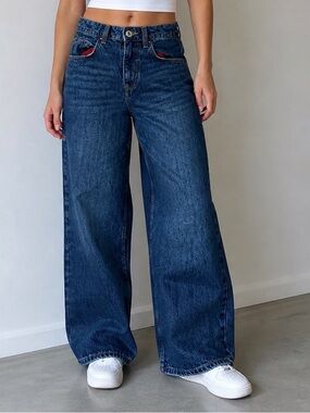 BDG Indigo Wide Leg Jeans Size 25 High Rise Trendy Denim
